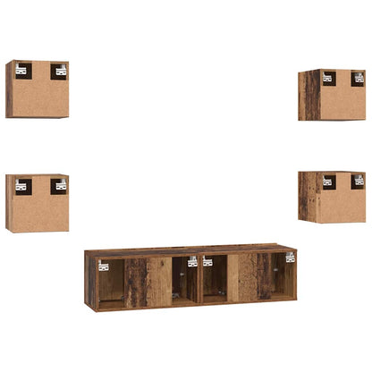 vidaXL TV Cabinet Set Wall-mounted 6 pcs Old Wood Engineered Wood