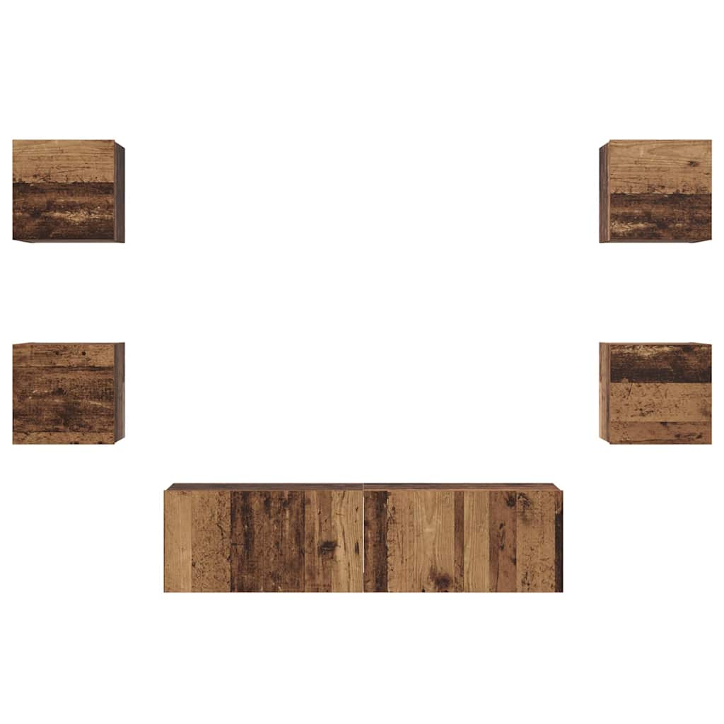 vidaXL TV Cabinet Set Wall-mounted 6 pcs Old Wood Engineered Wood