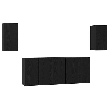 vidaXL TV Cabinet Set Wall-mounted 7 pcs Black Oak 30.5 x 30 x 60 cm