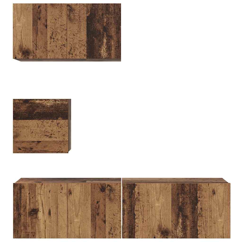 vidaXL TV Cabinet Set Wall-mounted 4 pcs Old Wood Engineered Wood