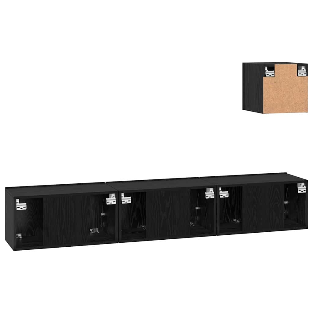 vidaXL TV Cabinet Set Wall-mounted 4 pcs Black Oak Engineered Wood