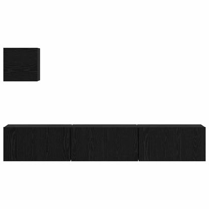 vidaXL TV Cabinet Set Wall-mounted 4 pcs Black Oak Engineered Wood