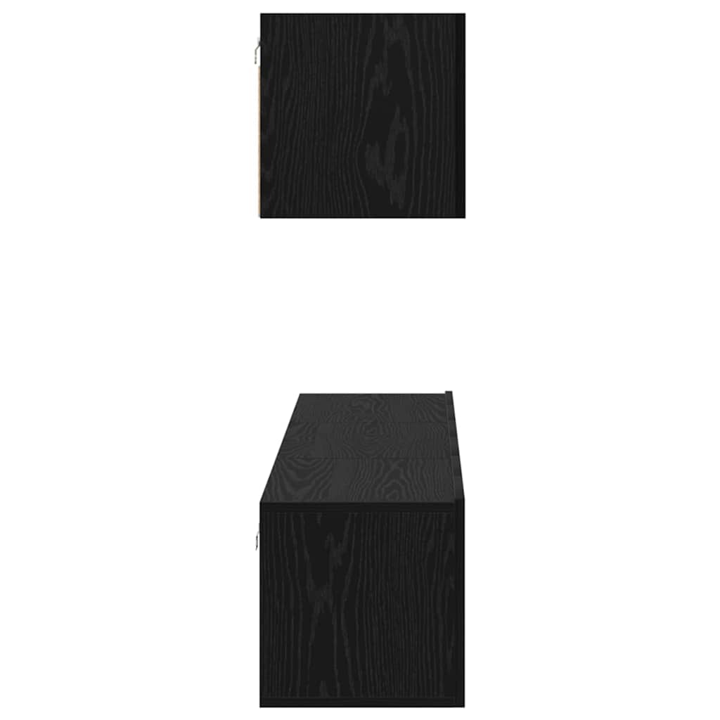 vidaXL TV Cabinet Set Wall-mounted 4 pcs Black Oak Engineered Wood