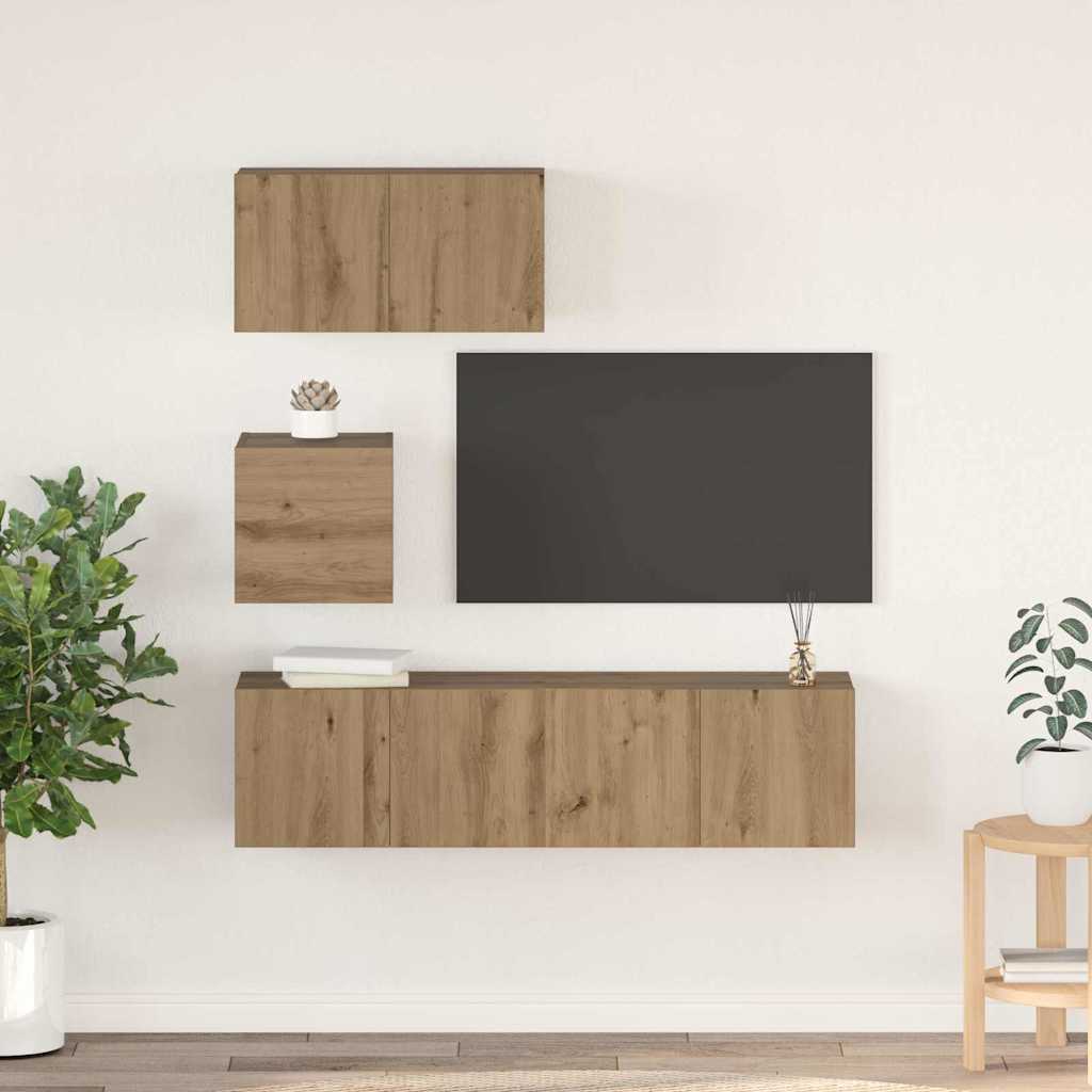 vidaXL TV Cabinet Set 4 pcs Artisan Oak Engineered Wood