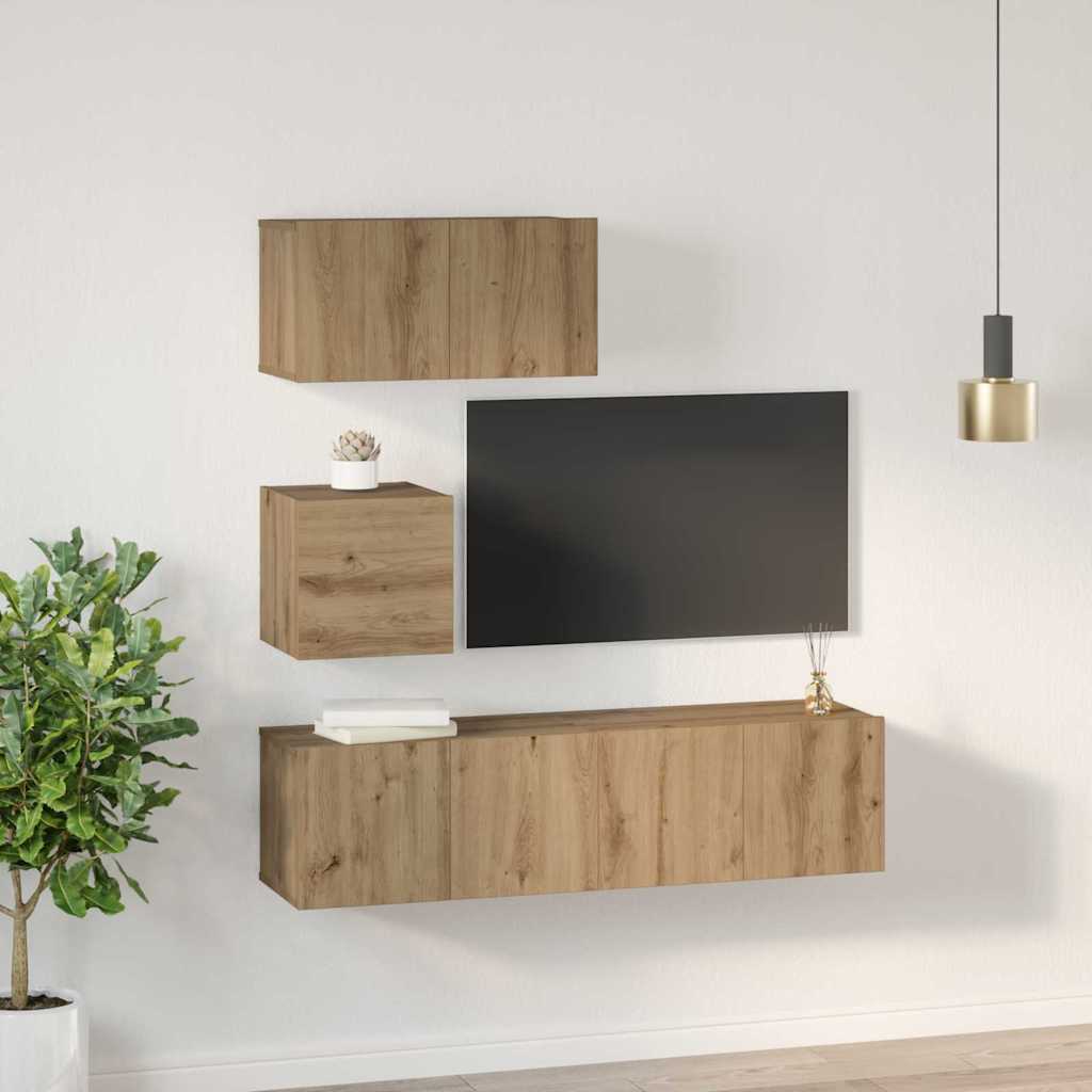 vidaXL TV Cabinet Set 4 pcs Artisan Oak Engineered Wood