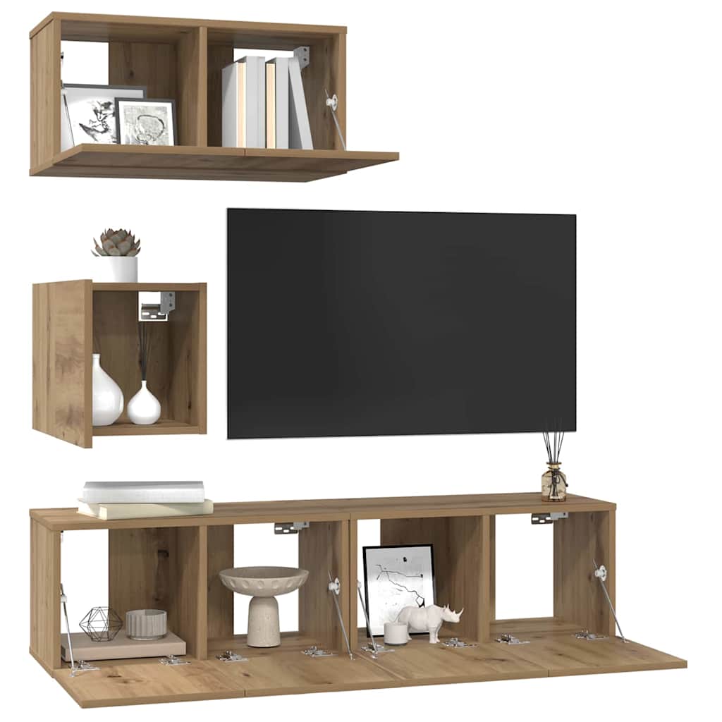 vidaXL TV Cabinet Set 4 pcs Artisan Oak Engineered Wood