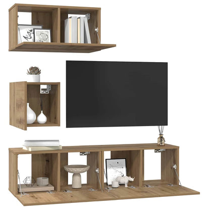 vidaXL TV Cabinet Set 4 pcs Artisan Oak Engineered Wood