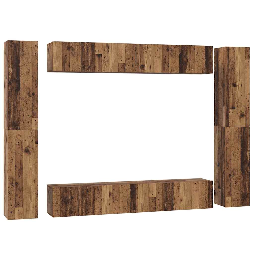 vidaXL TV Cabinet Set Wall-mounted 10 pcs Old Wood Engineered Wood