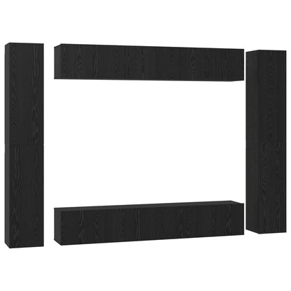 vidaXL TV Cabinet Set Wall-mounted 10 pcs Black Oak Engineered Wood