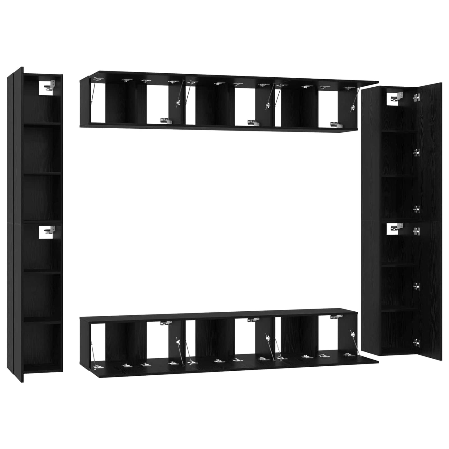 vidaXL TV Cabinet Set Wall-mounted 10 pcs Black Oak Engineered Wood