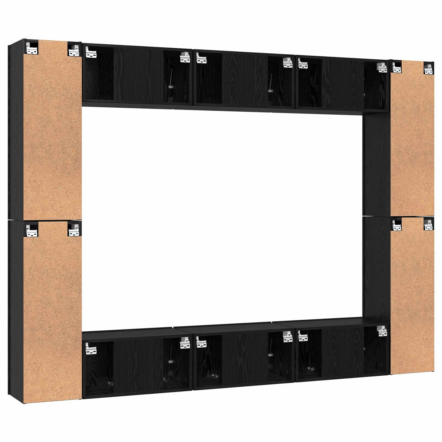 vidaXL TV Cabinet Set Wall-mounted 10 pcs Black Oak Engineered Wood