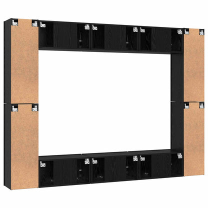 vidaXL TV Cabinet Set Wall-mounted 10 pcs Black Oak Engineered Wood