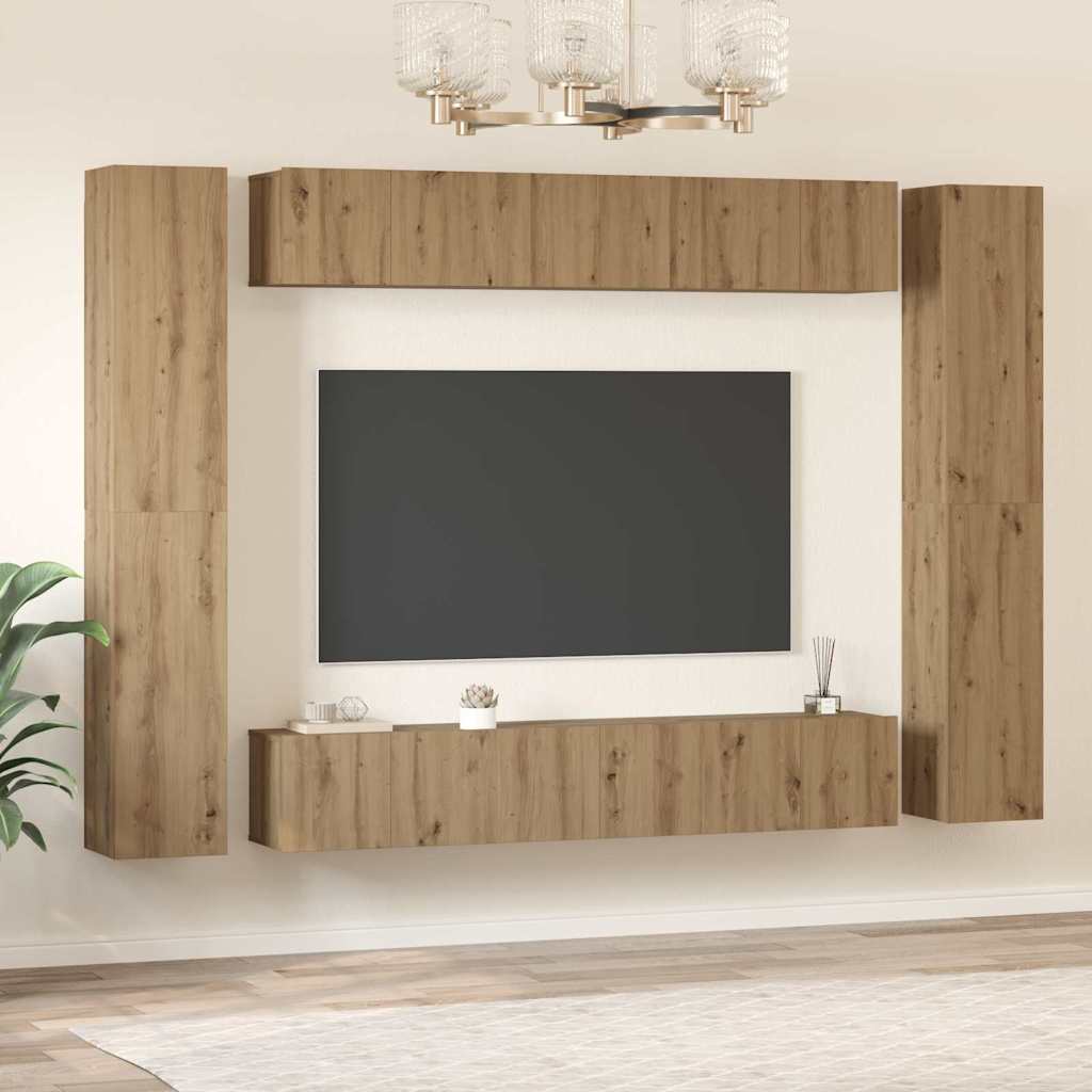 vidaXL TV Cabinet Set 10 pcs Artisan Oak Engineered Wood