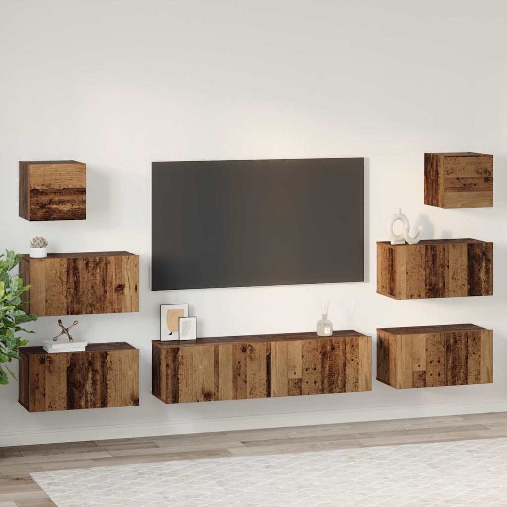 vidaXL TV Cabinet Set Wall-mounted 8 pcs Old Wood Engineered Wood