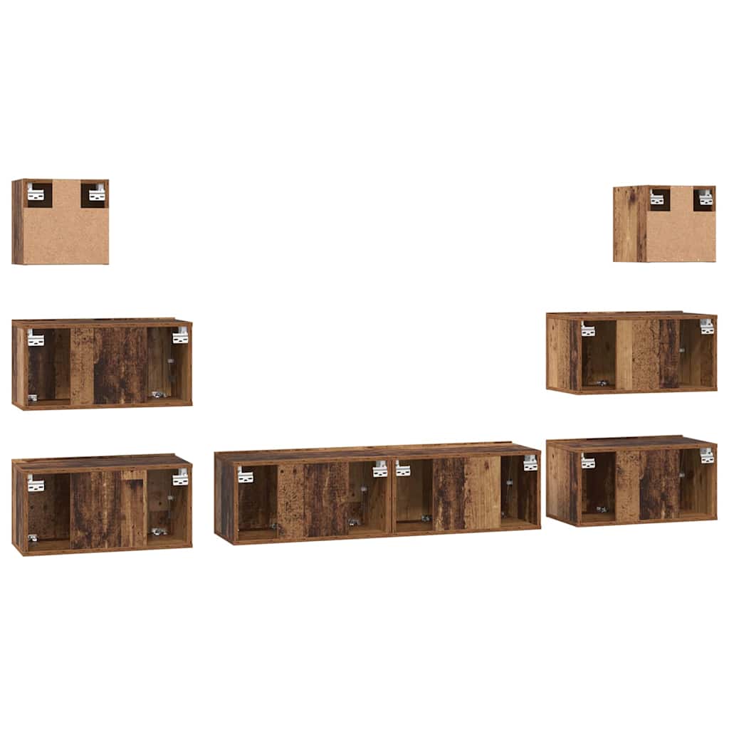 vidaXL TV Cabinet Set Wall-mounted 8 pcs Old Wood Engineered Wood