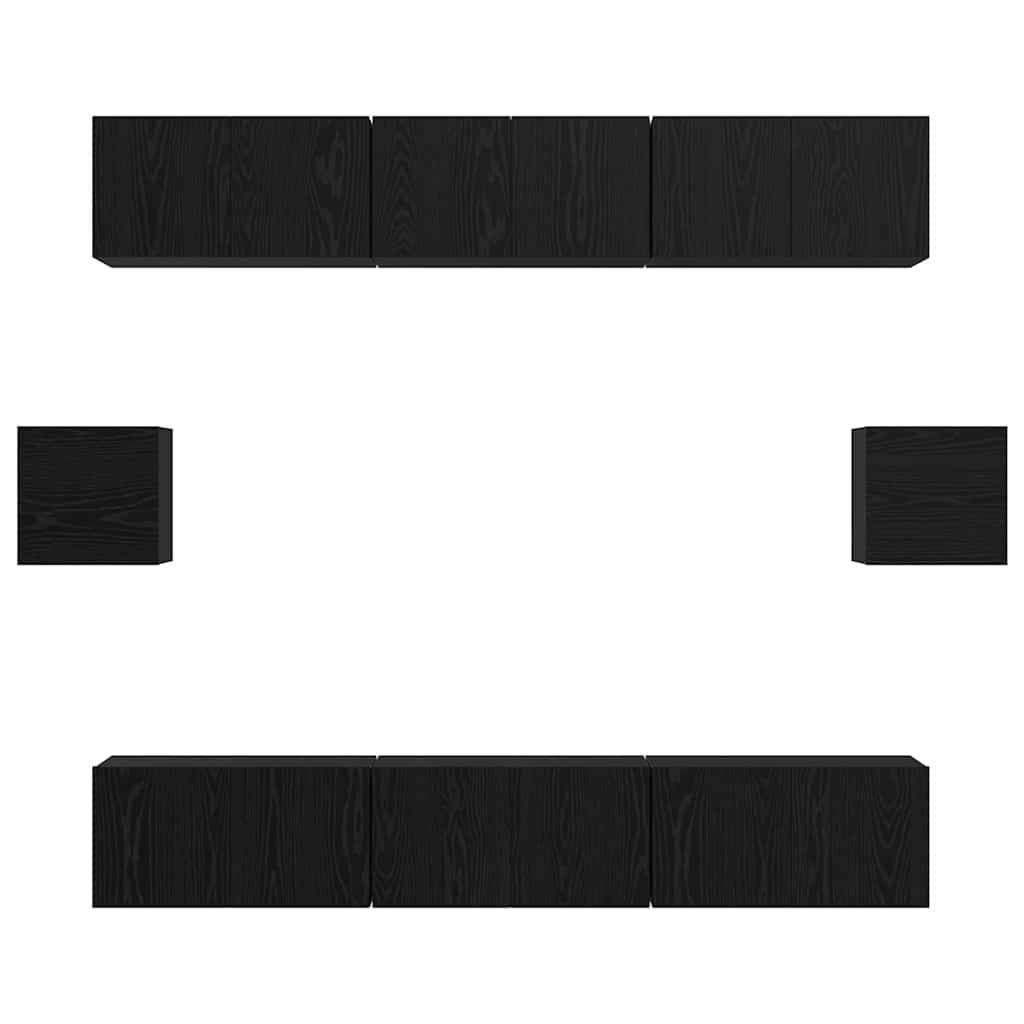 vidaXL TV Cabinet Set Wall-mounted 8 pcs Black Oak Engineered Wood