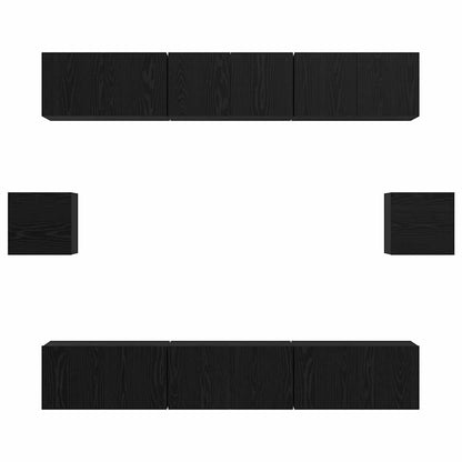 vidaXL TV Cabinet Set Wall-mounted 8 pcs Black Oak Engineered Wood