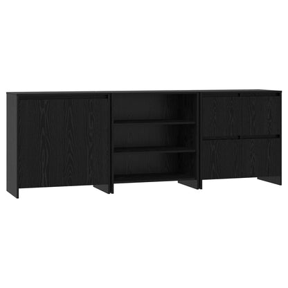 vidaXL Sideboard 3 pcs Black Oak 70 x 41 x 75 cm Engineered Wood