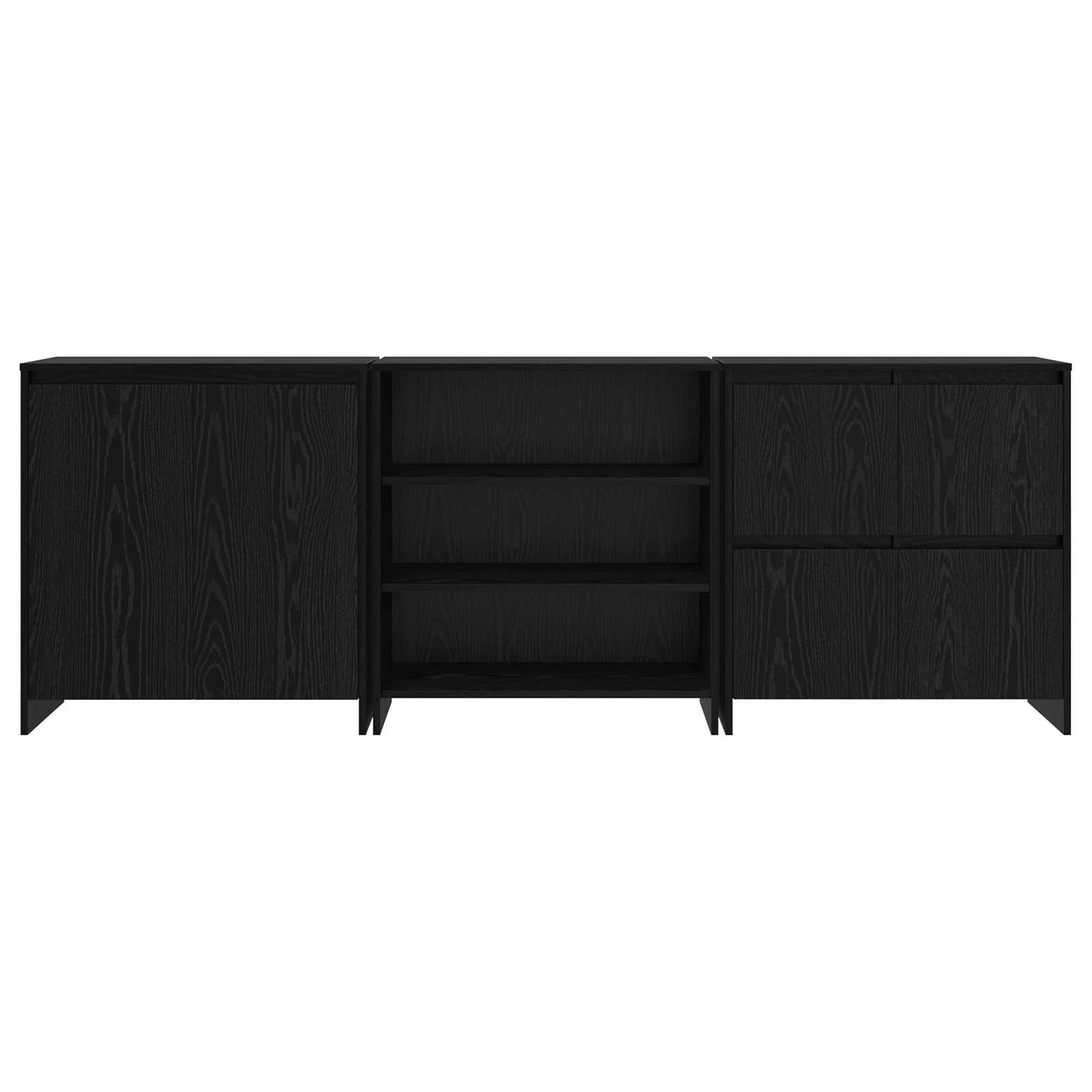 vidaXL Sideboard 3 pcs Black Oak 70 x 41 x 75 cm Engineered Wood
