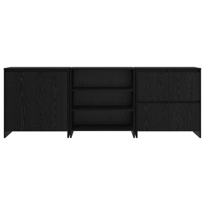vidaXL Sideboard 3 pcs Black Oak 70 x 41 x 75 cm Engineered Wood