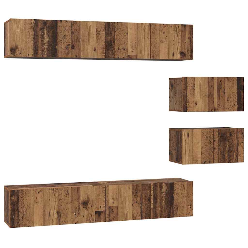 vidaXL TV Cabinet Set Wall-mounted 6 pcs Old Wood Engineered Wood