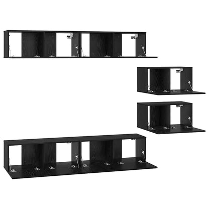 vidaXL TV Cabinet Set Wall-mounted 6 pcs Black Oak Engineered Wood