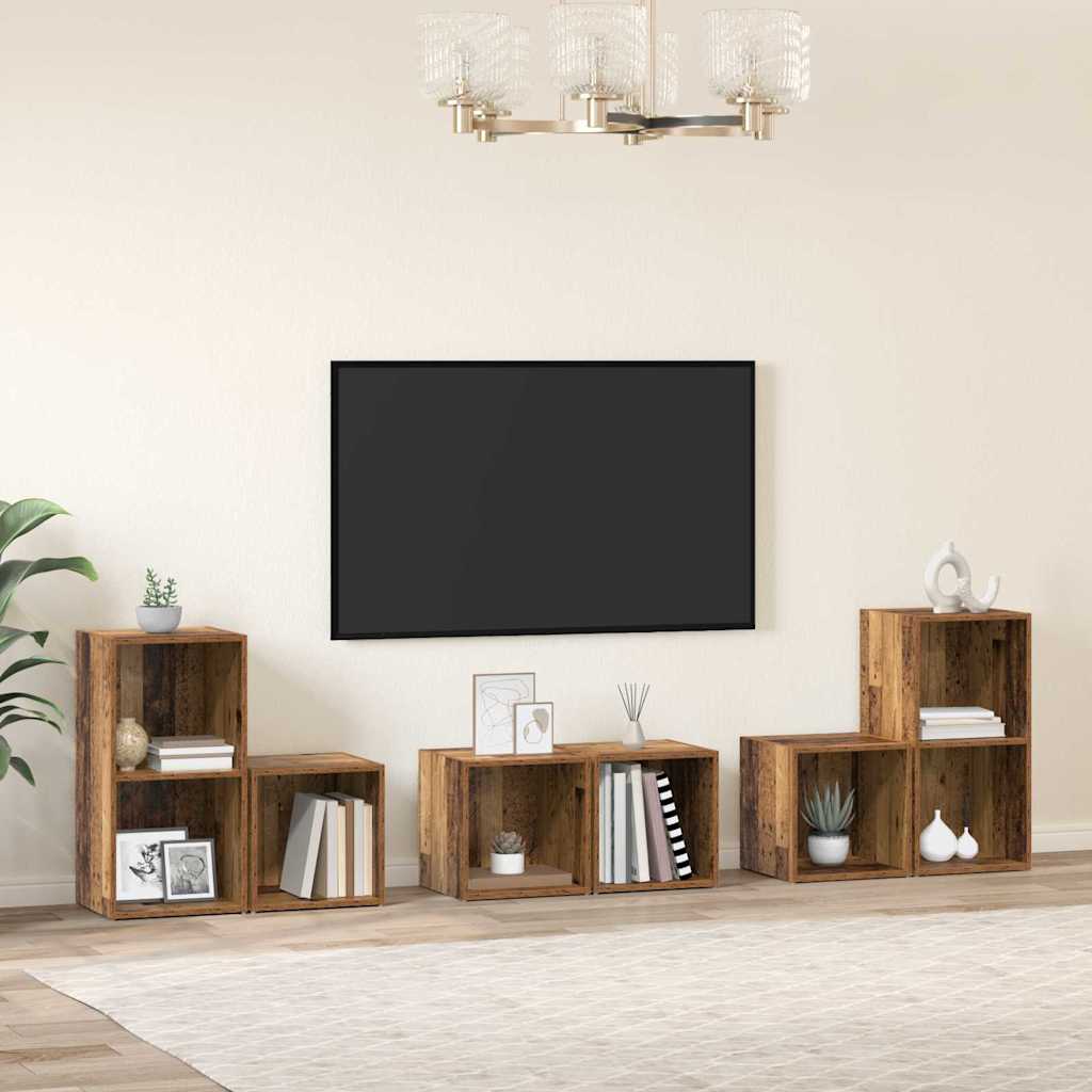 vidaXL TV Cabinet Set Wall-mounted 6 pcs Old Wood Engineered Wood