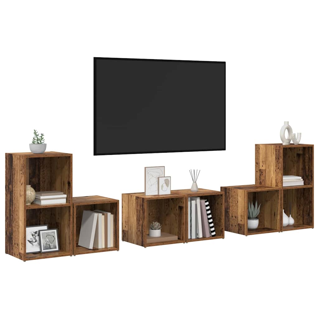 vidaXL TV Cabinet Set Wall-mounted 6 pcs Old Wood Engineered Wood
