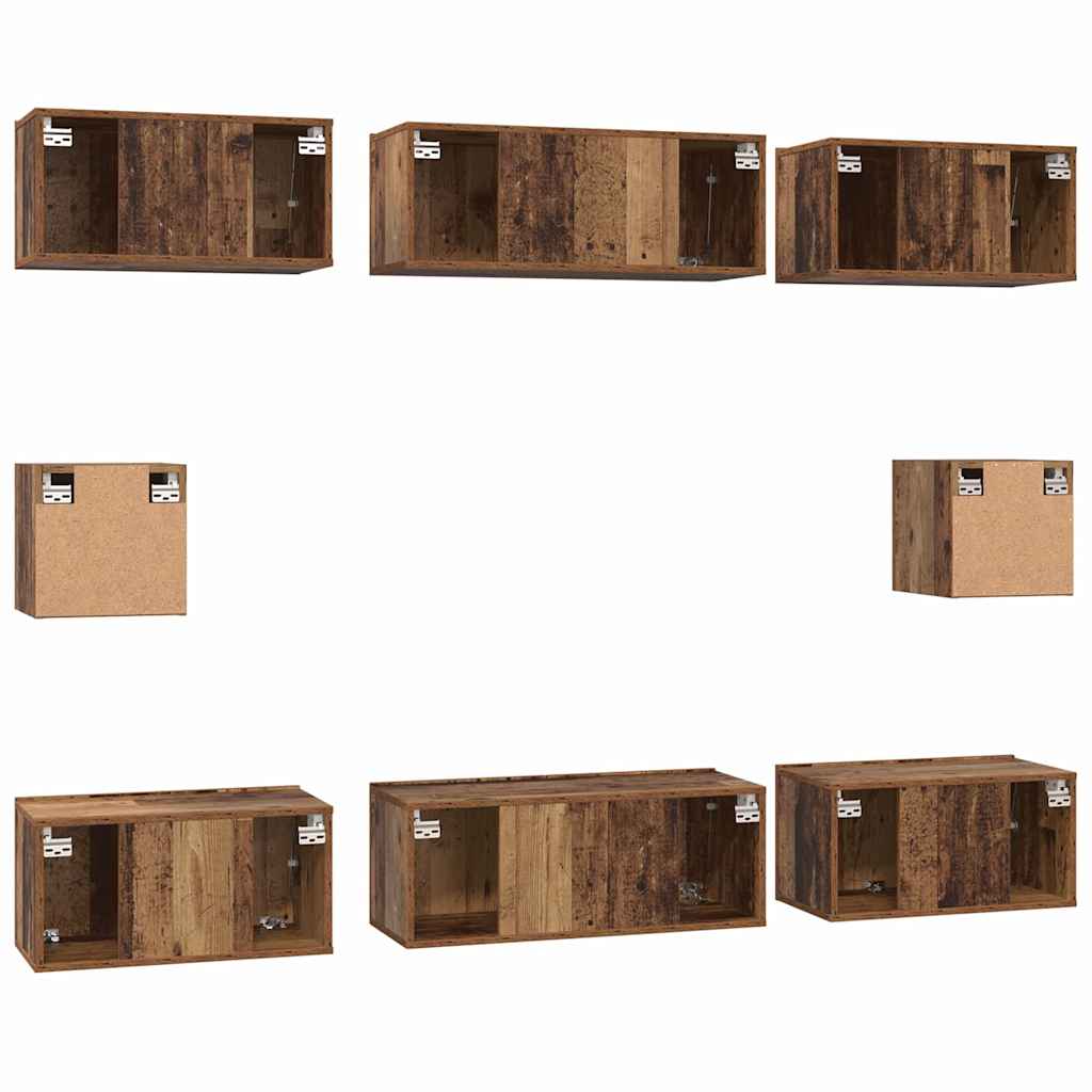 vidaXL TV Cabinet Set Wall-mounted 8 pcs Old Wood Engineered Wood