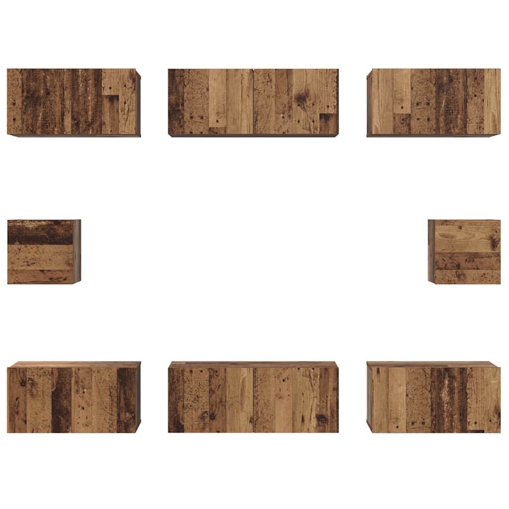 vidaXL TV Cabinet Set Wall-mounted 8 pcs Old Wood Engineered Wood
