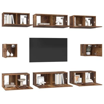 vidaXL TV Cabinet Set Wall-mounted 8 pcs Old Wood Engineered Wood