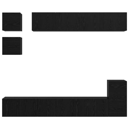 vidaXL TV Cabinet Set Wall-mounted 8 pcs Black Oak Engineered Wood
