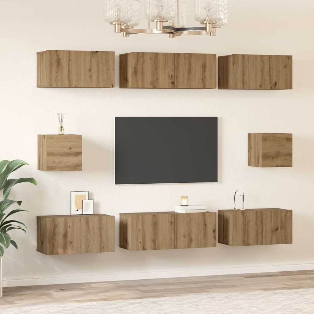 vidaXL TV Cabinet Set 8 pcs Artisan Oak Engineered Wood