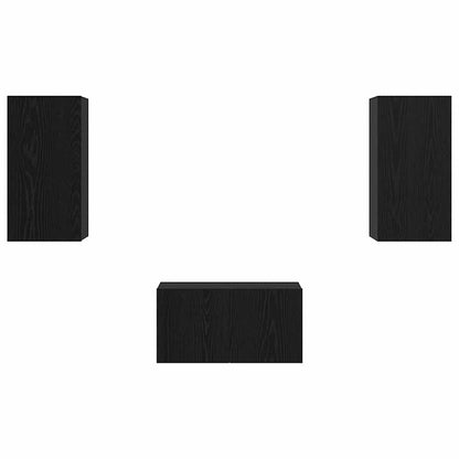 vidaXL TV Cabinet Set Wall-mounted 3 pcs Black Oak Engineered Wood