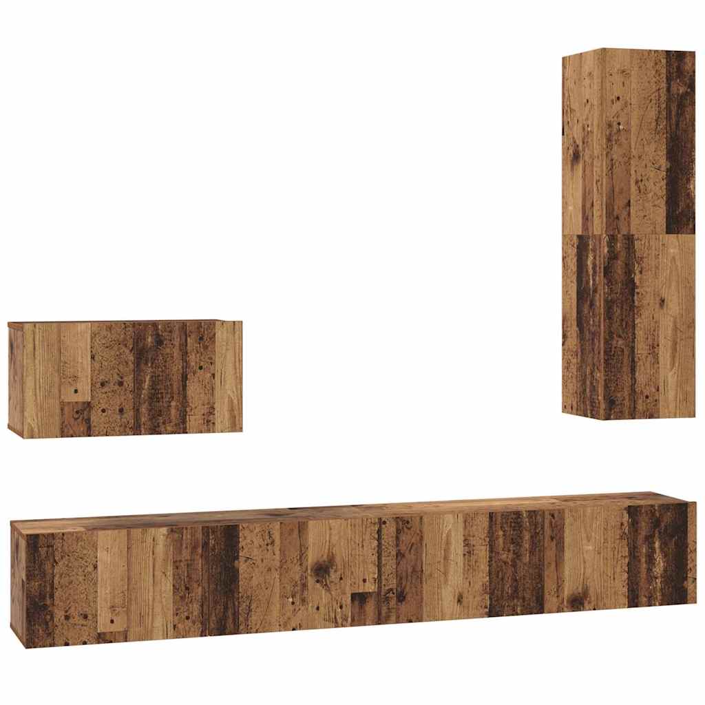 vidaXL Wall TV Cabinet Wall-mounted 4 pcs Old Wood Engineered Wood