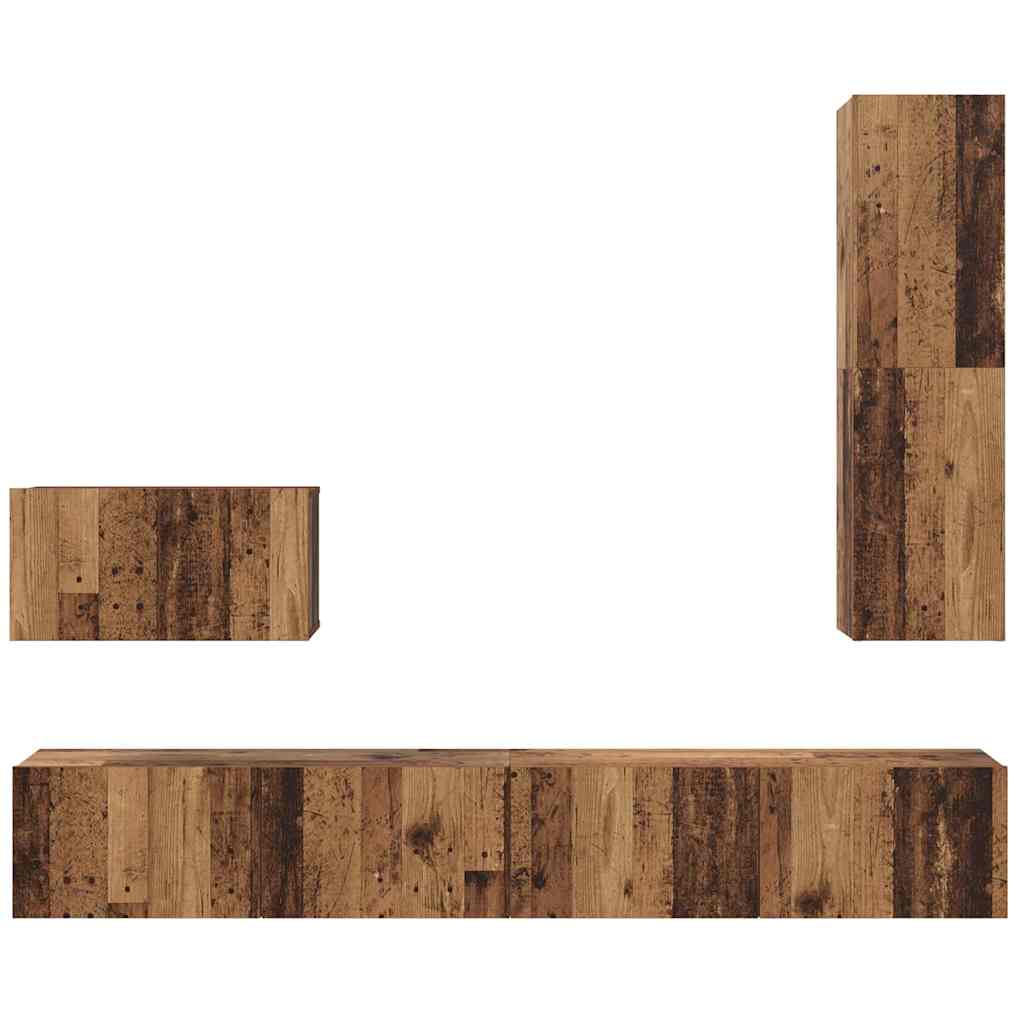 vidaXL Wall TV Cabinet Wall-mounted 4 pcs Old Wood Engineered Wood