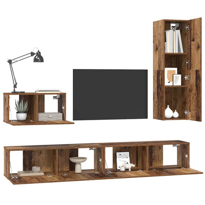 vidaXL Wall TV Cabinet Wall-mounted 4 pcs Old Wood Engineered Wood