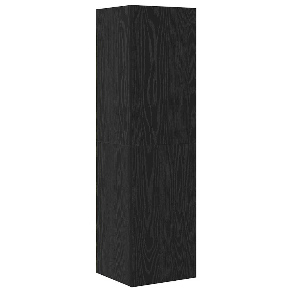 vidaXL Wall TV Cabinet Wall-mounted 4 pcs Black Oak Engineered Wood