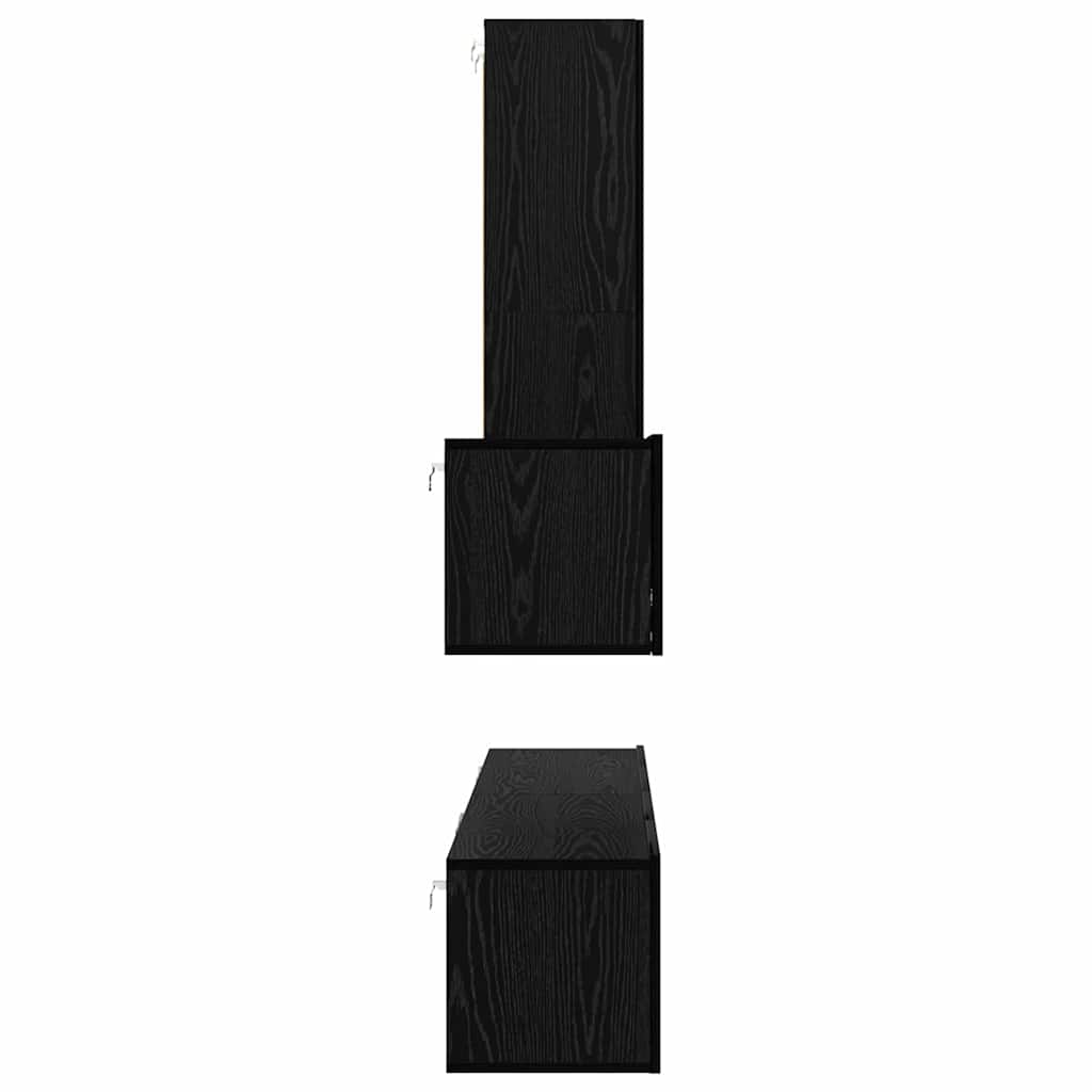 vidaXL Wall TV Cabinet Wall-mounted 4 pcs Black Oak Engineered Wood