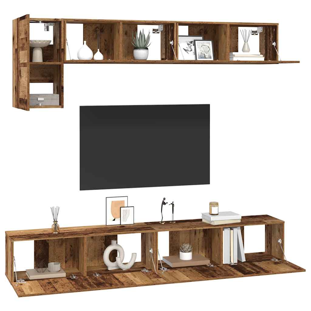 vidaXL TV Cabinet Set Wall-mounted 5 pcs Old Wood Engineered Wood