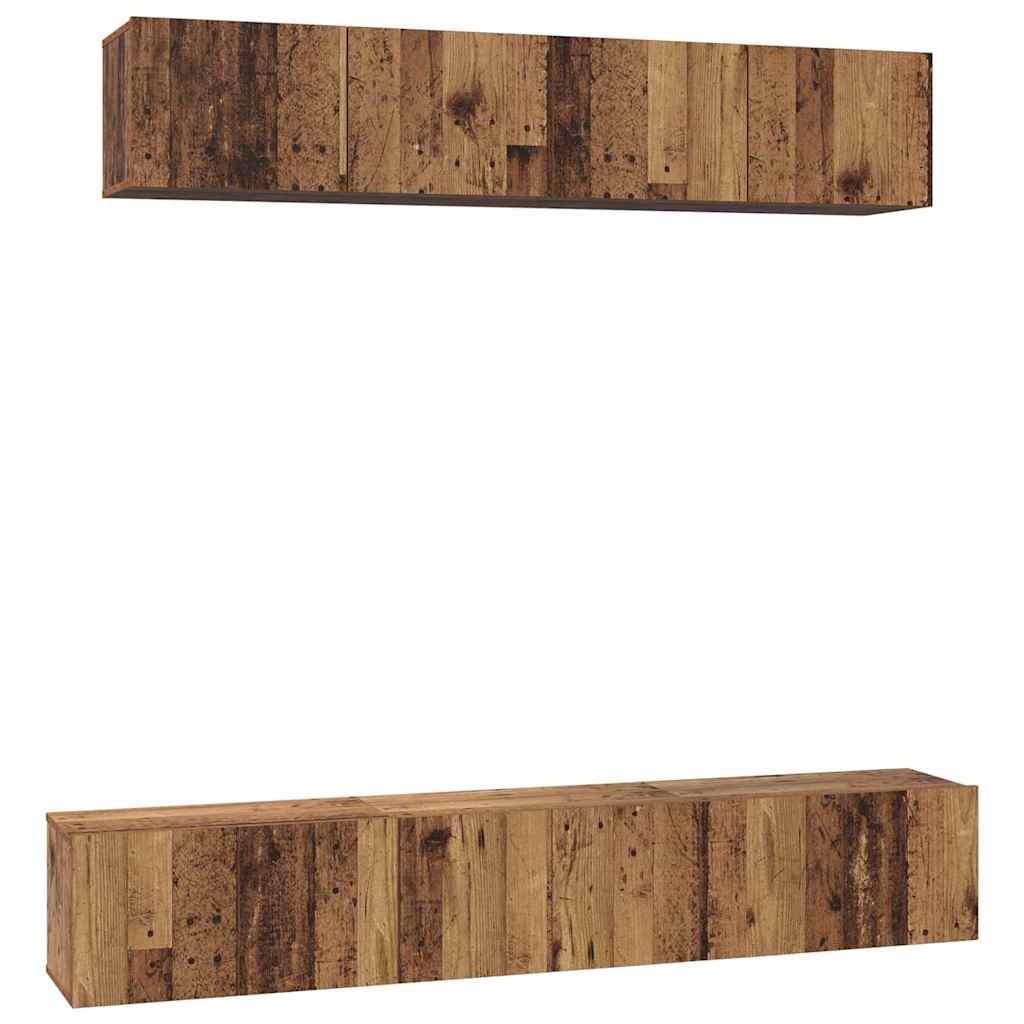 vidaXL TV Cabinet Set Wall-mounted 5 pcs Old Wood Engineered Wood