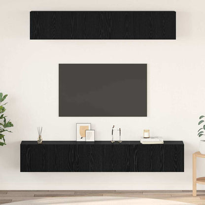 vidaXL TV Cabinet Set Wall-mounted 5 pcs Black Oak Engineered Wood