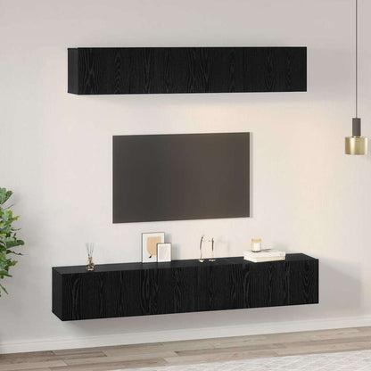 vidaXL TV Cabinet Set Wall-mounted 5 pcs Black Oak Engineered Wood