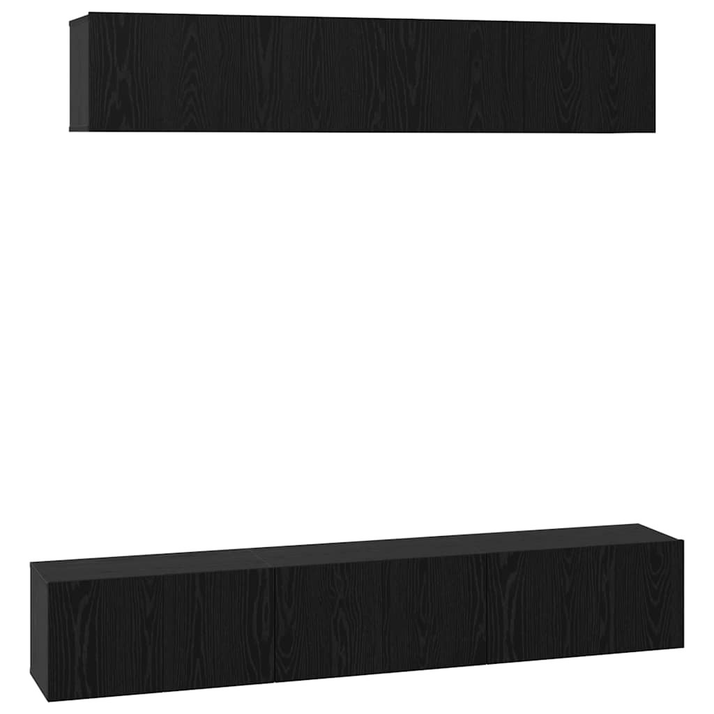 vidaXL TV Cabinet Set Wall-mounted 5 pcs Black Oak Engineered Wood
