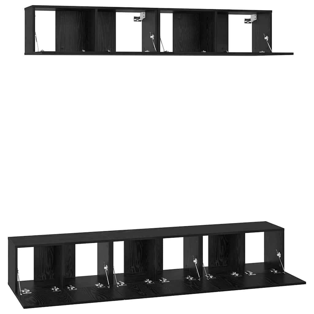 vidaXL TV Cabinet Set Wall-mounted 5 pcs Black Oak Engineered Wood
