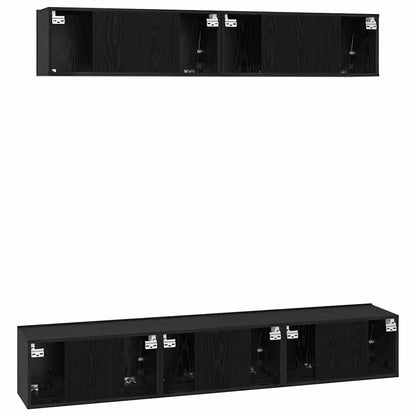 vidaXL TV Cabinet Set Wall-mounted 5 pcs Black Oak Engineered Wood