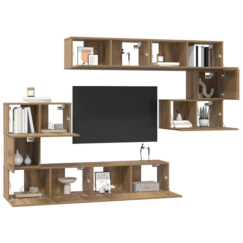 vidaXL TV Cabinet Set 8 pcs Artisan Oak Engineered Wood