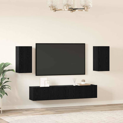 vidaXL TV Cabinet Set Wall-mounted 4 pcs Black Oak Engineered Wood