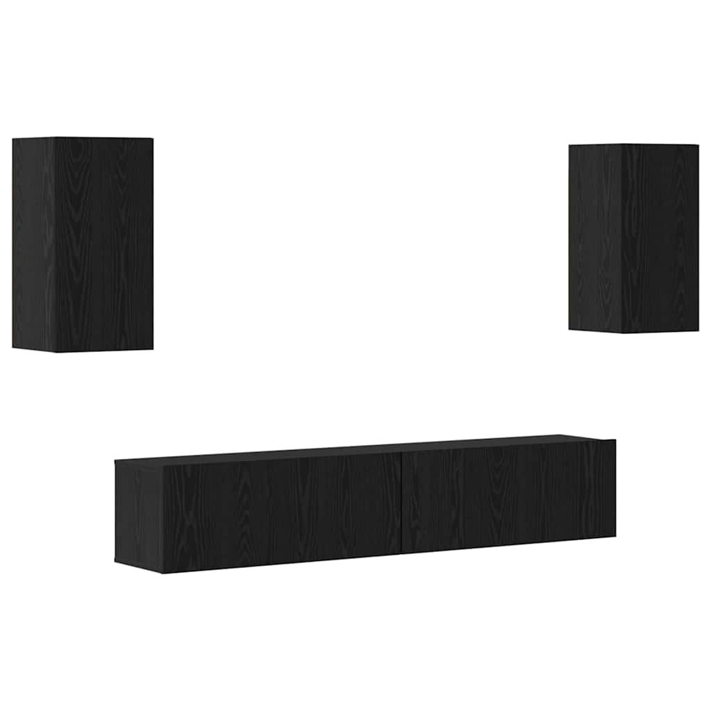 vidaXL TV Cabinet Set Wall-mounted 4 pcs Black Oak Engineered Wood