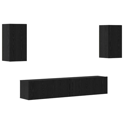 vidaXL TV Cabinet Set Wall-mounted 4 pcs Black Oak Engineered Wood
